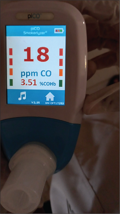 Sample of the reading from the display monitor of breath analyzer.